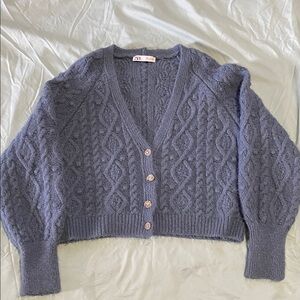 Zara Blue Cable Knit Cardigan